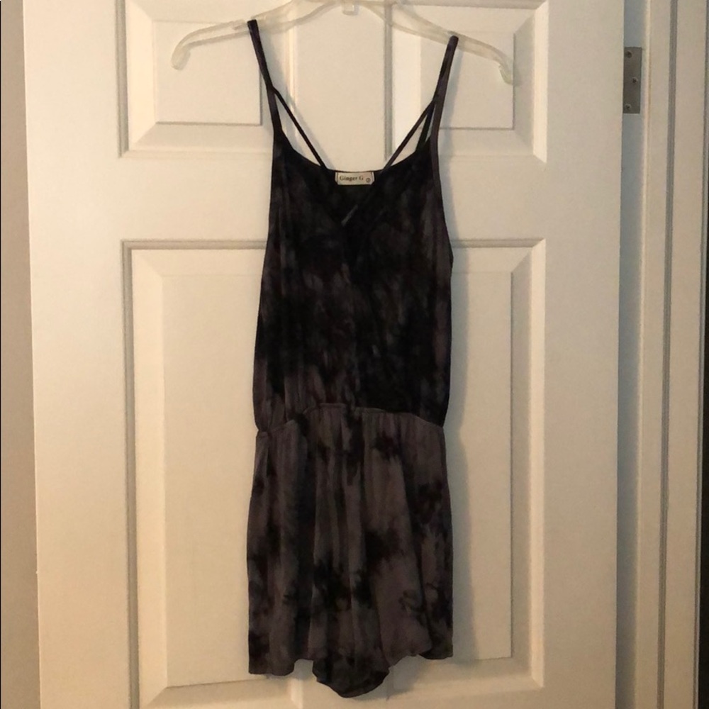 Grey and black tie dye romper small Ginger G